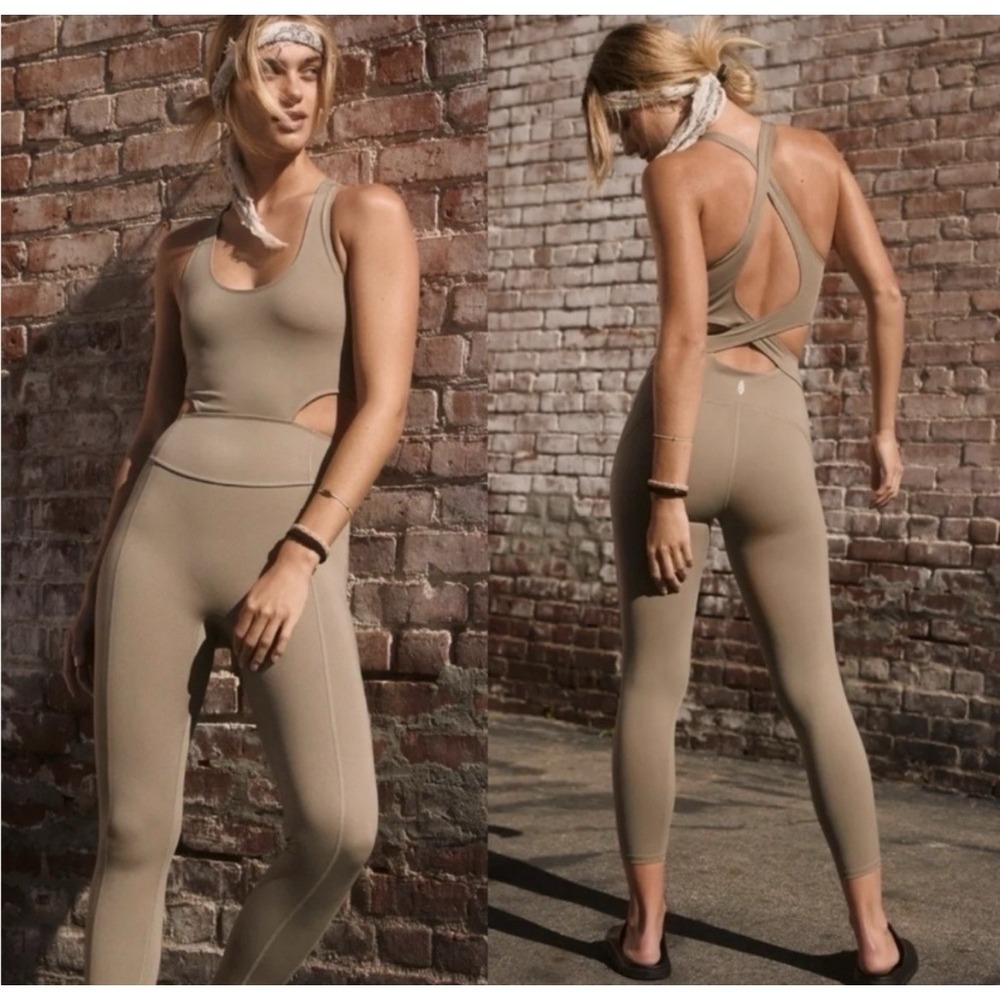 FP Movement Size-L by Free People Women's Jumpsuit My High Beige
